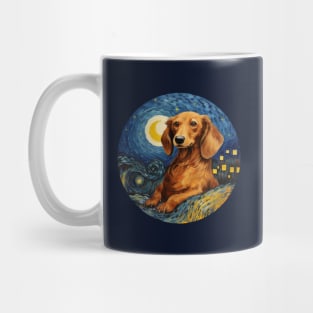 Dachshund, van gogh style, starry night, Post-impressionism Mug